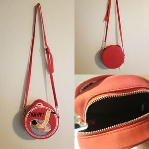 Yummy Ramen Threaded Design Mini Purse Orange Red